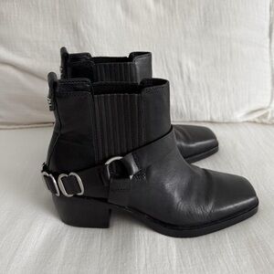 Sam Edelman Black Leather Biker Ankle Boots